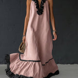 Celestine - Maxikleid mit Colour-Blocking und Rüschen