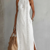 Jimena - Leinen-Midikleid mit Mao-Kragen