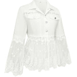 Susanne™ | Weiße Jacke mit durchbrochenem Volant