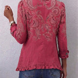 Manuela™ | Blazer in Beere mit Paisley