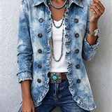 Kerstin™ | Blazer in Hellblau mit Batik-Effekt