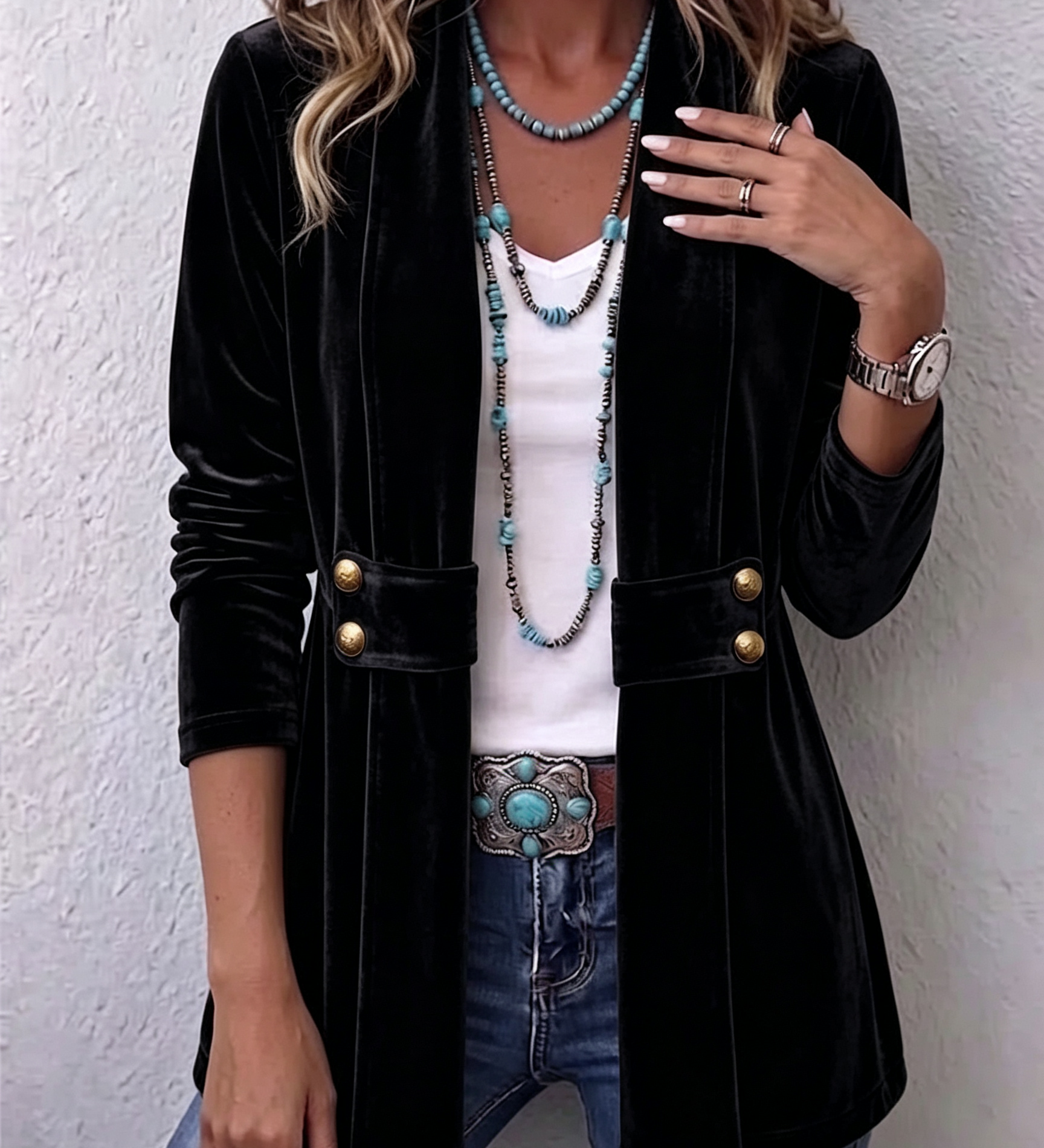 Katrin™ | Offener Blazer mit Schimmer