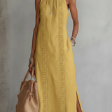 Jimena - Leinen-Midikleid mit Mao-Kragen
