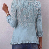Cornelia™ | Blazer in Hellblau mit Paisley