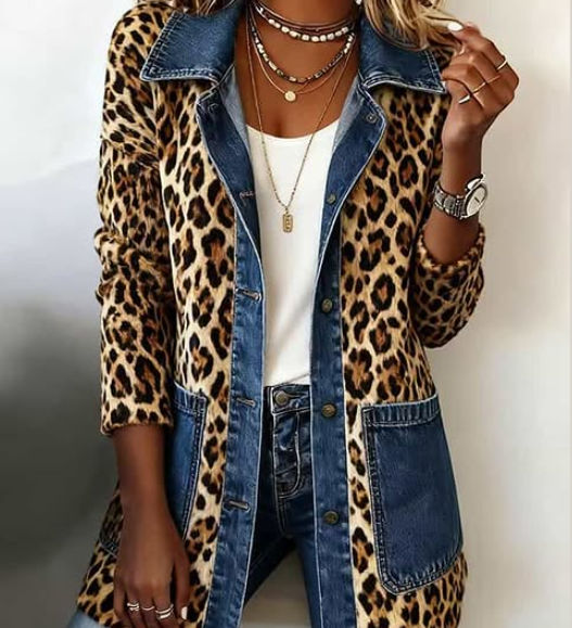 Regina™ | Lange Jacke mit Leoparden-Print