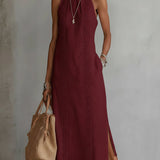 Jimena - Leinen-Midikleid mit Mao-Kragen