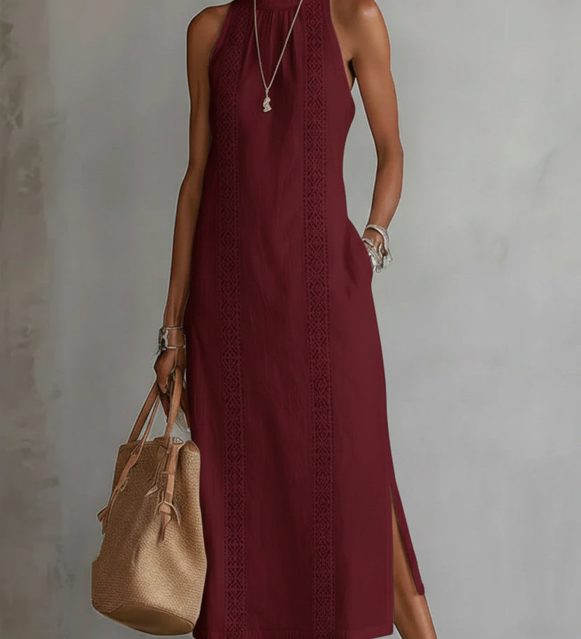 Jimena - Leinen-Midikleid mit Mao-Kragen